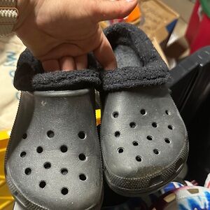 Adult Black Croc with Fleece Lining